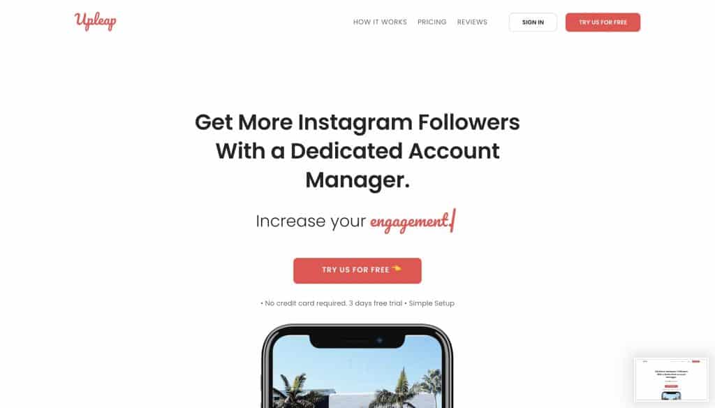 best instagram growth service: upleap's home page